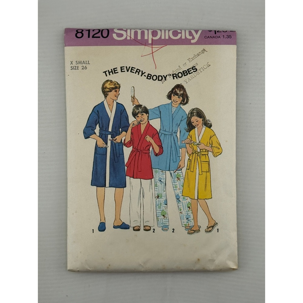 Simplicity 8120 Robe Pattern Kids Teens XS Good Vintage Kimono 1977